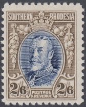 STAMPS SOUTHERN RHODESIA, 1931 GV 2/6d blue & drab, perf 12, lightly M/M, SG 26.