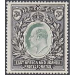 STAMPS EAST AFRICA & UGANDA, 1904 EDVII 3r green & black, wmk Mult Crown CA, lightly M/M, SG 28.