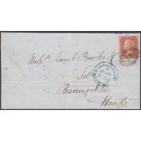 STAMPS GREAT BRITAIN 1855 1d Red C3 plate 3 (ND) on entire wrapper, London to Basingstoke.