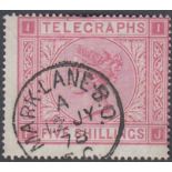 STAMPS GREAT BRITAIN 1876 5/- Rose Telegraph fine used SG L231