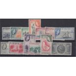 STAMPS BARBADOS 1953 QEII complete set of 13 values, M/M, SG 289-301.