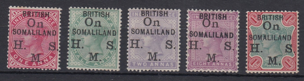 STAMPS SOMALILAND Officials, 1903 QV issues overprinted 'On H.M.