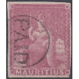 STAMPS MAURITIUS 1856 9d Dull Magenta IMPERF, very fine used,