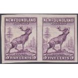 STAMPS NEWFOUNDLAND 1932 5c violet Caribou, Die I imperf pair M/M, SG 225a.