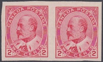 STAMPS CANADA 1903 EDVII 2c pale rose-carmine, imperf horizontal pair, fine U/M, SG 177a.