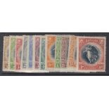 STAMPS BARBADOS 1920 mounted mint set of 12 including the 1d Script wmk (gum bend)