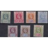 STAMPS GAMBIA 1902 EDVII wmk Crown CA, M/M short set of 7 values, 1/2d to 6d, SG 45-51.