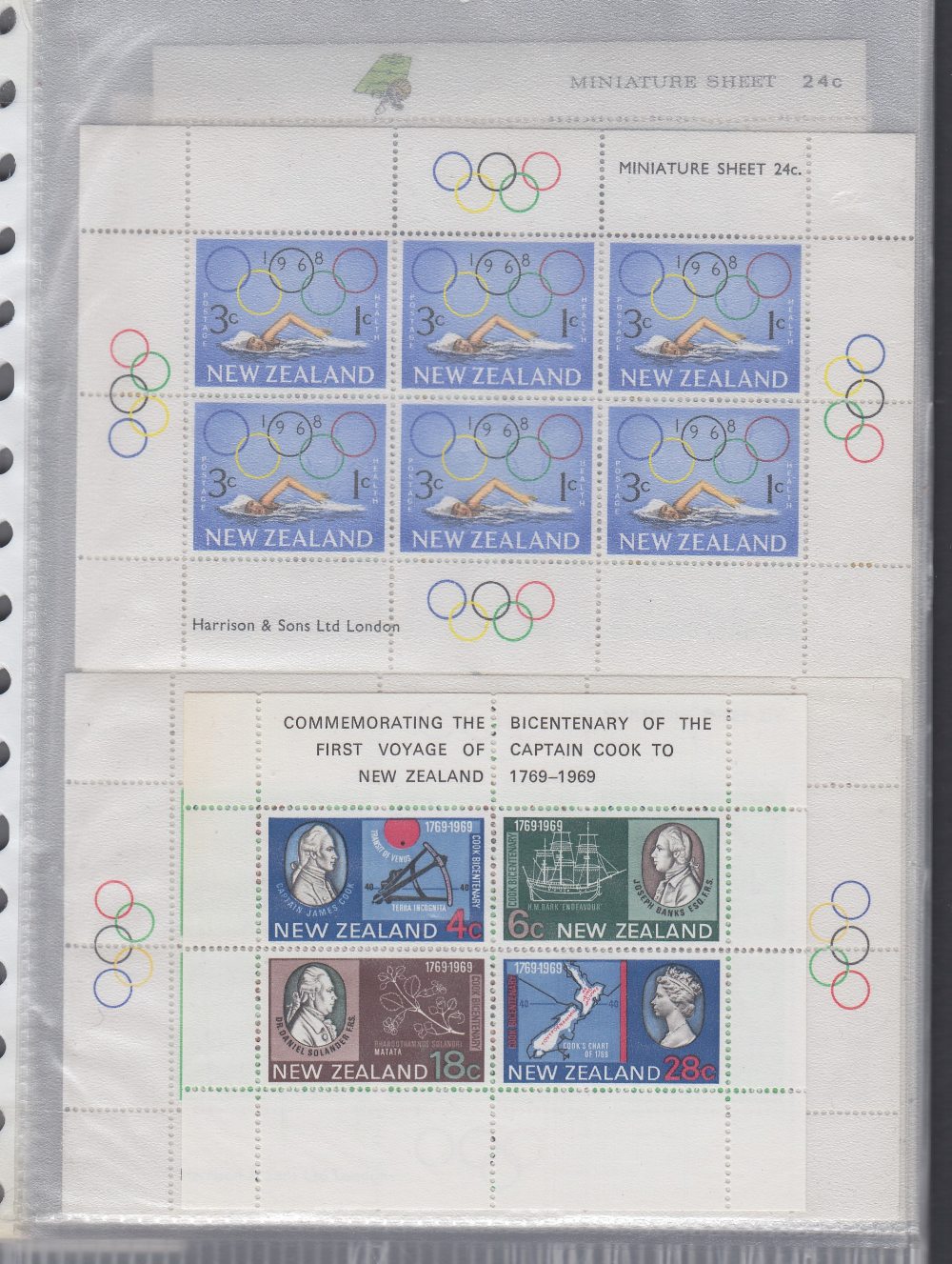 STAMPS NEW ZEALAND 1968-75 minisheets plus 1969 Capt Cook sheet,
