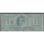 STAMPS GREAT BRITAIN 1902 £1 Green good to fine used example