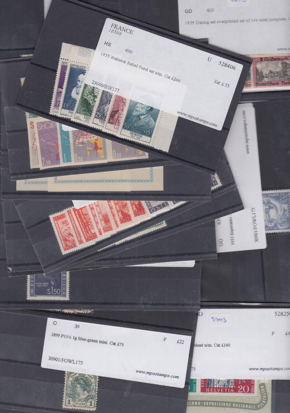 STAMPS EUROPE An accumulation of old auction lots still on original cards, each identified,