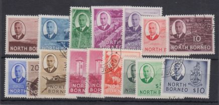 STAMPS NORTH BORNEO 1950 GVI complete set of 16 values to $10, all fine used, SG 356-70.