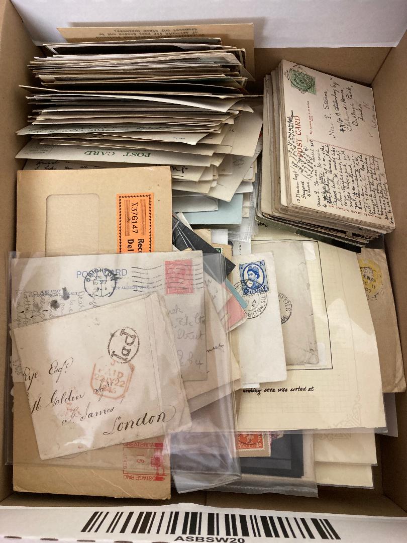 POSTAL HISTORY SUSSEX, box with a few hundred postcards & covers.