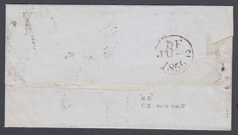 STAMPS GREAT BRITAIN 1855 1d Red C3 plate 3 (ND) on entire wrapper, London to Basingstoke. - Image 2 of 2