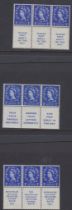 STAMPS GREAT BRITAIN 1953 1d ultramarine unmounted mint booklet panes with printed labels (3