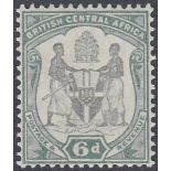 STAMPS NYASALAND 1897 6d black & green, wmk Crown CA, very lightly M/M, SG 46.
