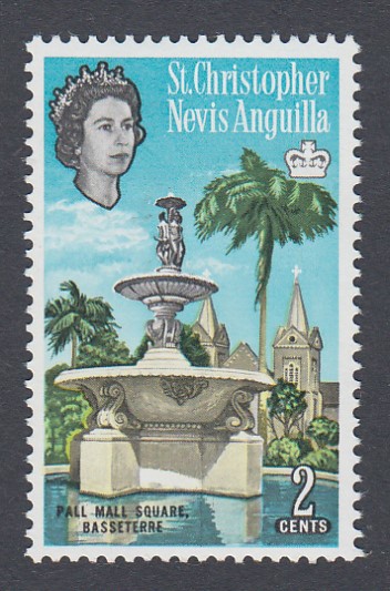 STAMPS ST KITTS 1963-69 QEII 2c Pall Mall Square, yellow omitted (on fountain & church), fine U/M, - Image 2 of 2