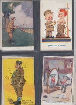 POSTCARDS Military, varied collection showing comic, regiments,