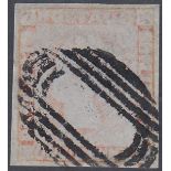 STAMPS MAURITIUS 1848 1d Red/Grey (worn impression) fine used four margin example SG 16