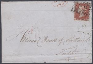 STAMPS GREAT BRITAIN 1841 1d Red plate 174 (CC) used on part entire Anstruther to Leith,