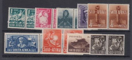 STAMPS SOUTH AFRICA 1941 War Effort set, 7 pairs & 2 singles, fine U/M, SG 88-96.