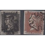 STAMPS GREAT BRITAIN PENNY BLACK Plate 11 (eleven) lettered DF,