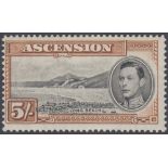 STAMPS ASCENSION 1938 5/- Black and Yellow Brown, perf 13.