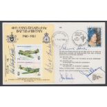 AUTOGRAPHS Battle of Britain anniversary flown RAF cover, signed by Douglas Bader, Stamford Tuck,