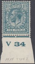 STAMPS GREAT BRITAIN 1924 10d Turquoise Blue mounted mint V34 control single,