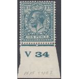 STAMPS GREAT BRITAIN 1924 10d Turquoise Blue mounted mint V34 control single,