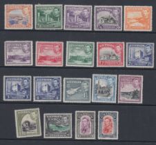 STAMPS CYPRUS 1938-51 George VI complete set of 19 values, fine M/M, SG 151-63. Cat £250.