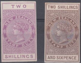 STAMPS NEW ZEALAND OFFICIALS, QV 2/- violet and 2/6d grey-brown,