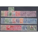 STAMOS BERMUDA 1953 QEII complete set of 18 values to £1, also type II for 3d & 1/3d values,