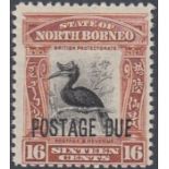 STAMPS NORTH BORNEO 1930 Postage Due, 16c black & red-brown optd, lightly M/M, SG D84.
