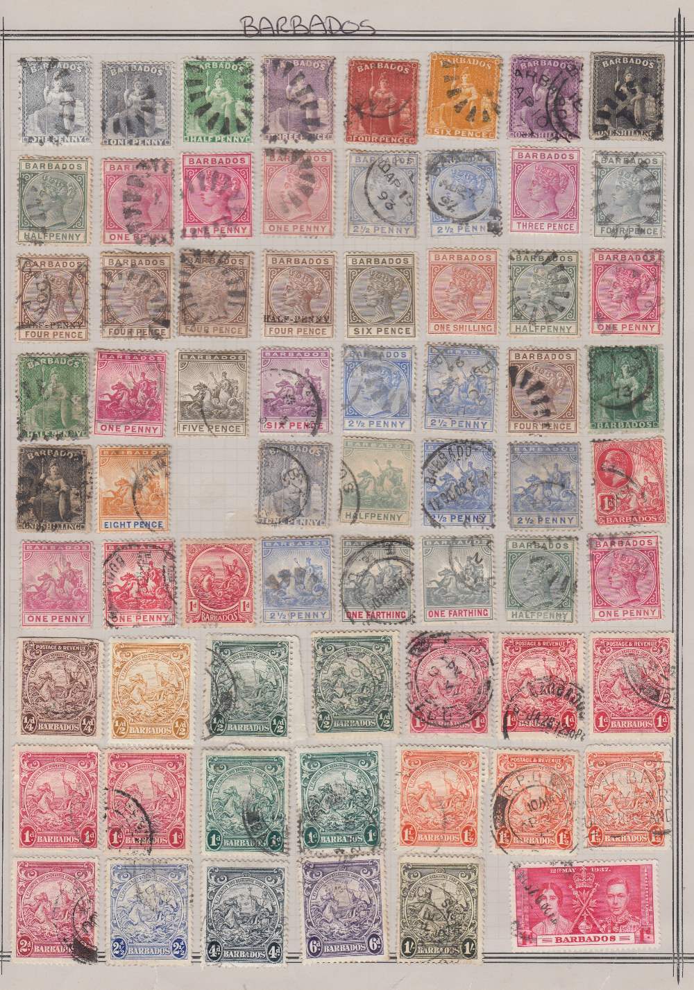 STAMPS BARBADOS Mint and used selection on 2 album pages with values to 1/- - Image 2 of 2