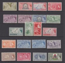 STAMPS BERMUDA 1953 QEII lightly M/M set of 18 values plus additional 3d & 1/3d stamps, SG 135-50.