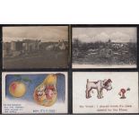 POSTCARDS Military, interesting selection in green album of WWI with comic cards,