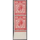 STAMPS GREAT BRITAIN 1929 1d Scarlet unmounted mint vertical pair with "Broken Wreath at left SG