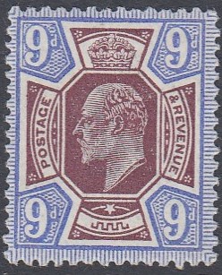 STAMPS GREAT BRITAIN 1911 9d Dull Reddish Purple and Blue,