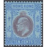 STAMPS HONG KONG 1903 EDVII 10c purple & blue/blue, wmk Crown CA, lightly M/M, SG 67.