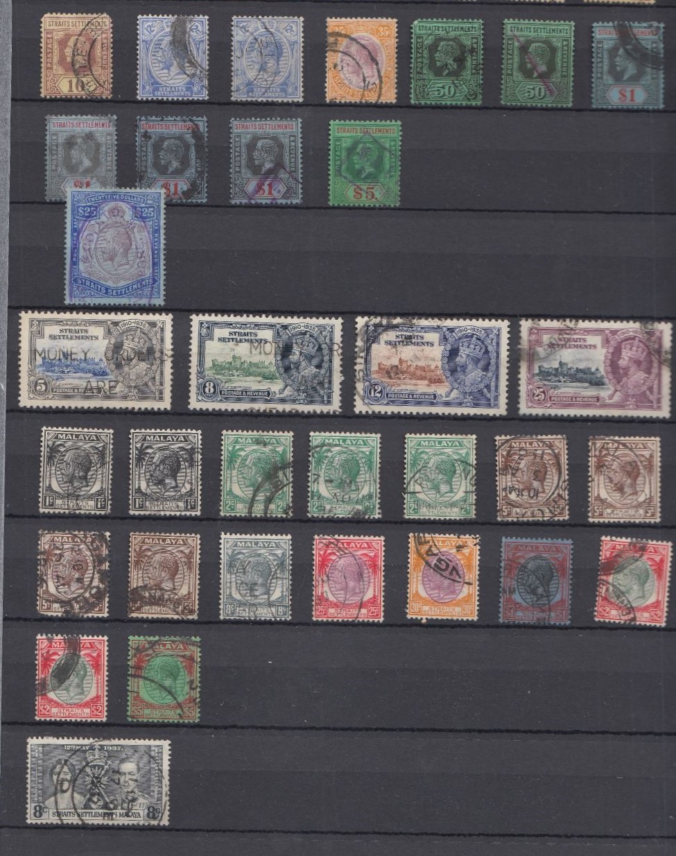 STAMPS BRITISH COMMONWEALTH mint and used in burgandy stockbook, Malaya, India all pre QEII. - Image 3 of 6