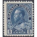 STAMPS CANADA 1911 GV 5c deep blue, fine U/M, SG 205b.