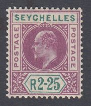 STAMPS SEYCHELLES 1906 Edward VII 2r.25 purple & green, wmk multi Crown CA, lightly M/M, SG 70.