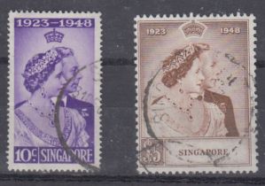 STAMPS SINGAPORE 1948 Silver Wedding used set SG 31-2