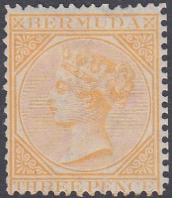 STAMPS BERMUDA 1875 3d Orange, unused example,