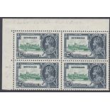 STAMPS SEYCHELLES 1935 Silver Jubilee 12c Green and Indigo, lightly mounted mint block of 4,