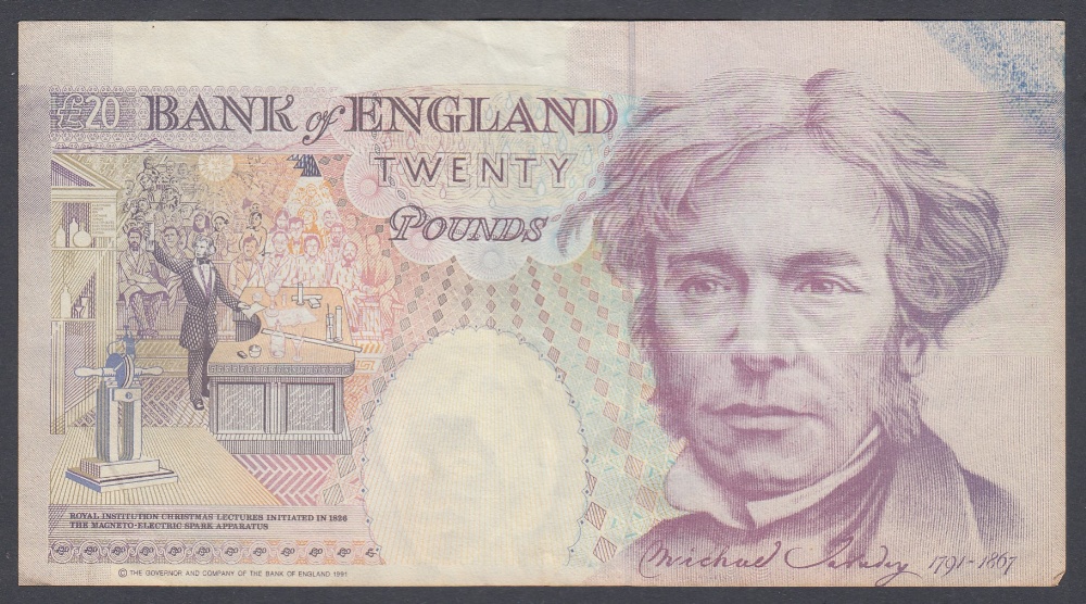 BANKNOTE £20 note Gill, miss-cut in used condition, - Image 2 of 2