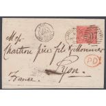 STAMPS GREAT BRITAIN 1862 4d Bright Red on part entire, great colour, scarce.