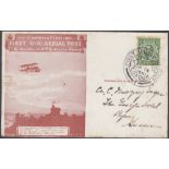 POSTAL HISTORY AIRMAIL 1911 Aerial Post card in red brown, with 1/2d Green GV,