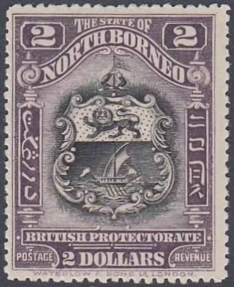 STAMPS NORTH BORNEO 1911 $2 black & lilac, lightly M/M, SG 181.