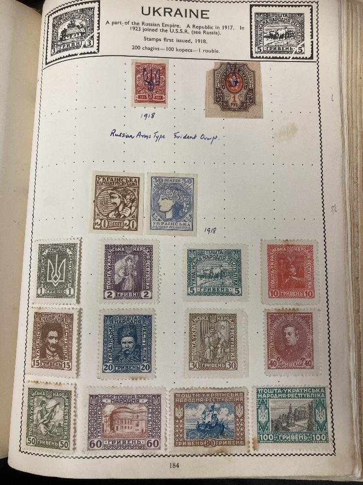 STAMPS WORLD, box with 13 albums, most 'old time' collections of world mixture. - Image 5 of 7